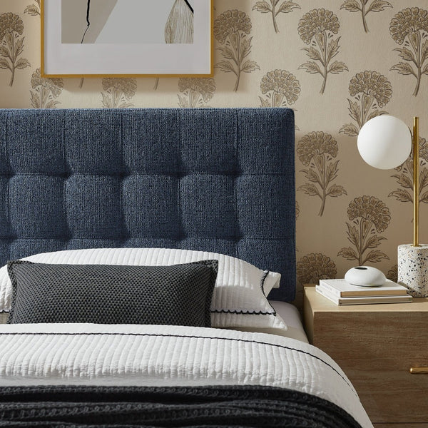 Modway Furniture Lily Modway Twin Headboard Biscuit Tufted Chenille Upholstered for Kids or Guest Rooms Navy Chenille MOD-7260-NAV