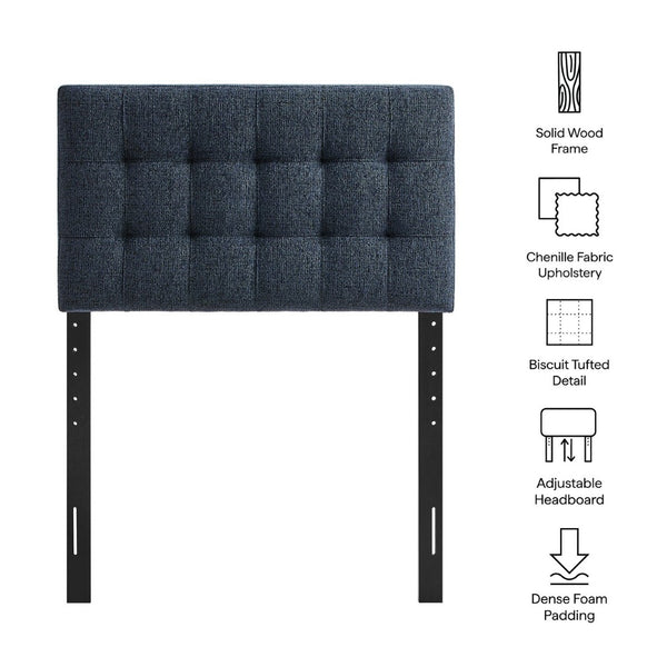 Modway Furniture Lily Modway Twin Headboard Biscuit Tufted Chenille Upholstered for Kids or Guest Rooms Navy Chenille MOD-7260-NAV