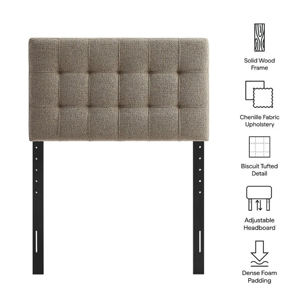Modway Furniture Lily Modway Twin Headboard Biscuit Tufted Chenille Upholstered for Kids or Guest Rooms Taupe MOD-7260-TAU