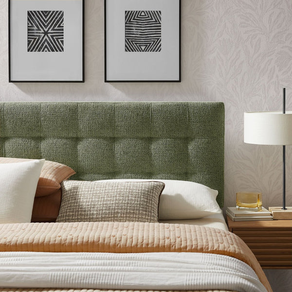 Modway Furniture Lily Modway Full Upholstered Headboard Biscuit Tufted Chenille Foam Padded Bedroom Leaf MOD-7261-LEA