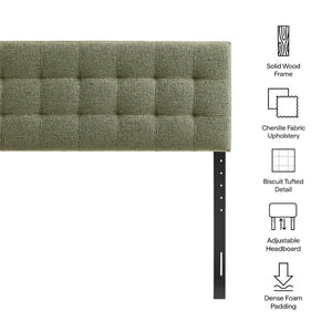 Modway Furniture Lily Modway Full Upholstered Headboard Biscuit Tufted Chenille Foam Padded Bedroom Leaf MOD-7261-LEA