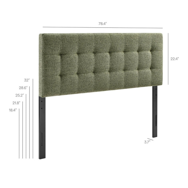 Modway Furniture Lily Tufted Chenille King Headboard with Foam Padding for a Polished Bedroom Leaf MOD-7263-LEA