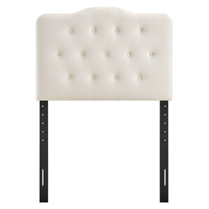 Modway Furniture Annabel Modway Button Tufted Velvet Twin Headboard with Curved Rail for Elegant Bedrooms Alabaster MOD-7264-ALA