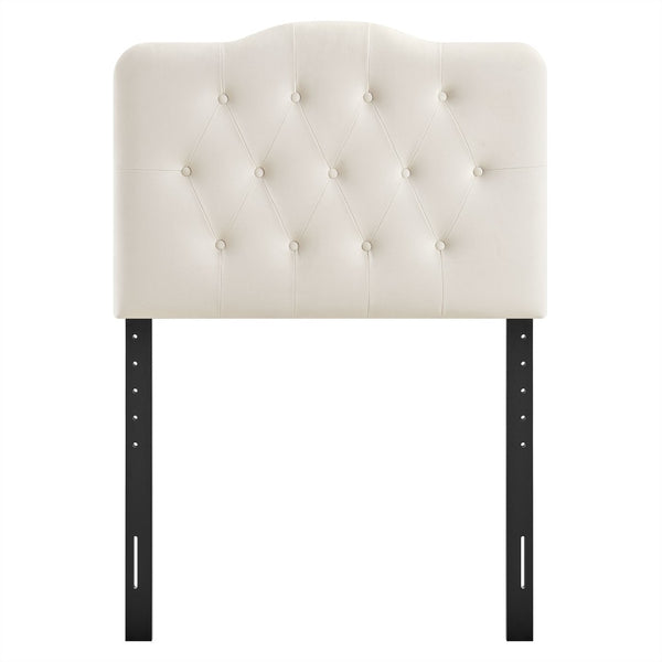 Modway Furniture Annabel Modway Button Tufted Velvet Twin Headboard with Curved Rail for Elegant Bedrooms Alabaster MOD-7264-ALA