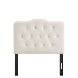 Modway Furniture Annabel Modway Button Tufted Velvet Twin Headboard with Curved Rail for Elegant Bedrooms Alabaster MOD-7264-ALA