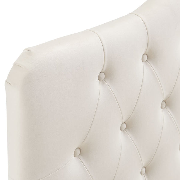 Modway Furniture Annabel Modway Button Tufted Velvet Twin Headboard with Curved Rail for Elegant Bedrooms Alabaster MOD-7264-ALA