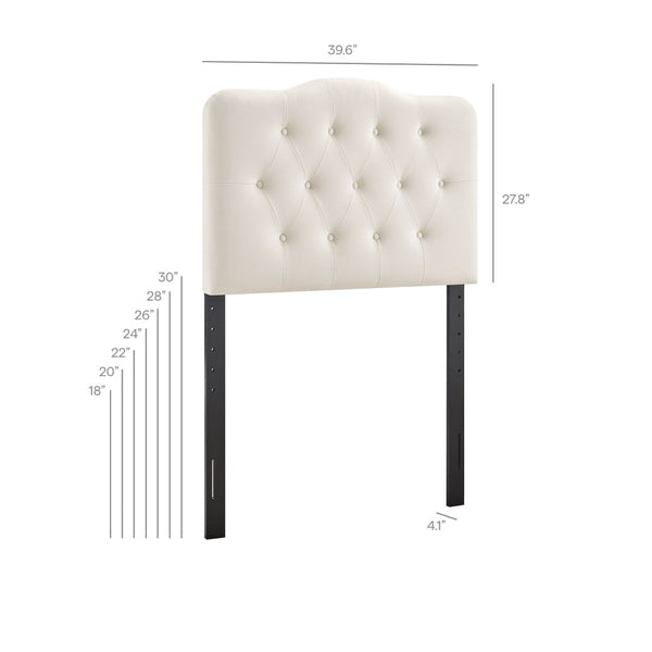 Modway Furniture Annabel Modway Button Tufted Velvet Twin Headboard with Curved Rail for Elegant Bedrooms Alabaster MOD-7264-ALA