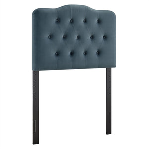 Modway Furniture Annabel Modway Button Tufted Velvet Twin Headboard with Curved Rail for Elegant Bedrooms Cadet Blue MOD-7264-CAB