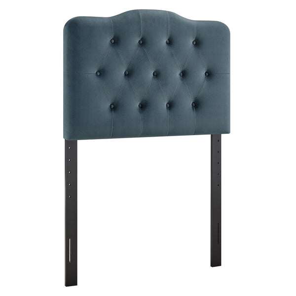 Modway Furniture Annabel Modway Button Tufted Velvet Twin Headboard with Curved Rail for Elegant Bedrooms Cadet Blue MOD-7264-CAB