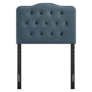 Modway Furniture Annabel Modway Button Tufted Velvet Twin Headboard with Curved Rail for Elegant Bedrooms Cadet Blue MOD-7264-CAB