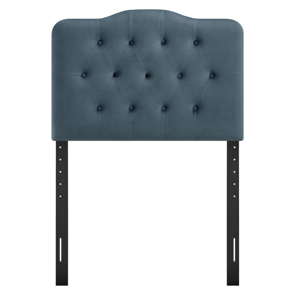 Modway Furniture Annabel Modway Button Tufted Velvet Twin Headboard with Curved Rail for Elegant Bedrooms Cadet Blue MOD-7264-CAB