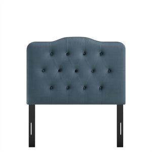 Modway Furniture Annabel Modway Button Tufted Velvet Twin Headboard with Curved Rail for Elegant Bedrooms Cadet Blue MOD-7264-CAB