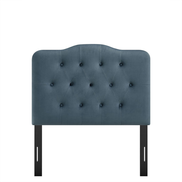 Modway Furniture Annabel Modway Button Tufted Velvet Twin Headboard with Curved Rail for Elegant Bedrooms Cadet Blue MOD-7264-CAB