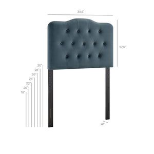 Modway Furniture Annabel Modway Button Tufted Velvet Twin Headboard with Curved Rail for Elegant Bedrooms Cadet Blue MOD-7264-CAB