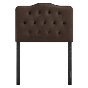 Modway Furniture Annabel Modway Button Tufted Velvet Twin Headboard with Curved Rail for Elegant Bedrooms Chocolate Brown MOD-7264-CHB