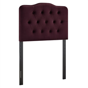 Modway Furniture Annabel Modway Button Tufted Velvet Twin Headboard with Curved Rail for Elegant Bedrooms Mulberry MOD-7264-MUL