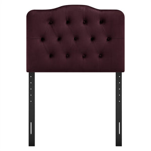 Modway Furniture Annabel Modway Button Tufted Velvet Twin Headboard with Curved Rail for Elegant Bedrooms Mulberry MOD-7264-MUL