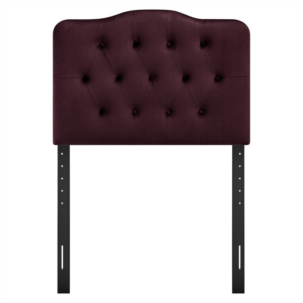 Modway Furniture Annabel Modway Button Tufted Velvet Twin Headboard with Curved Rail for Elegant Bedrooms Mulberry MOD-7264-MUL