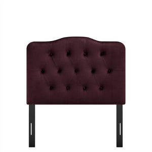 Modway Furniture Annabel Modway Button Tufted Velvet Twin Headboard with Curved Rail for Elegant Bedrooms Mulberry MOD-7264-MUL