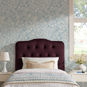 Modway Furniture Annabel Modway Button Tufted Velvet Twin Headboard with Curved Rail for Elegant Bedrooms Mulberry MOD-7264-MUL