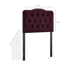 Modway Furniture Annabel Modway Button Tufted Velvet Twin Headboard with Curved Rail for Elegant Bedrooms Mulberry MOD-7264-MUL