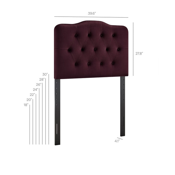 Modway Furniture Annabel Modway Button Tufted Velvet Twin Headboard with Curved Rail for Elegant Bedrooms Mulberry MOD-7264-MUL