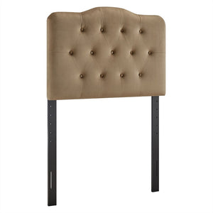 Modway Furniture Annabel Modway Button Tufted Velvet Twin Headboard with Curved Rail for Elegant Bedrooms Taupe MOD-7264-TAU