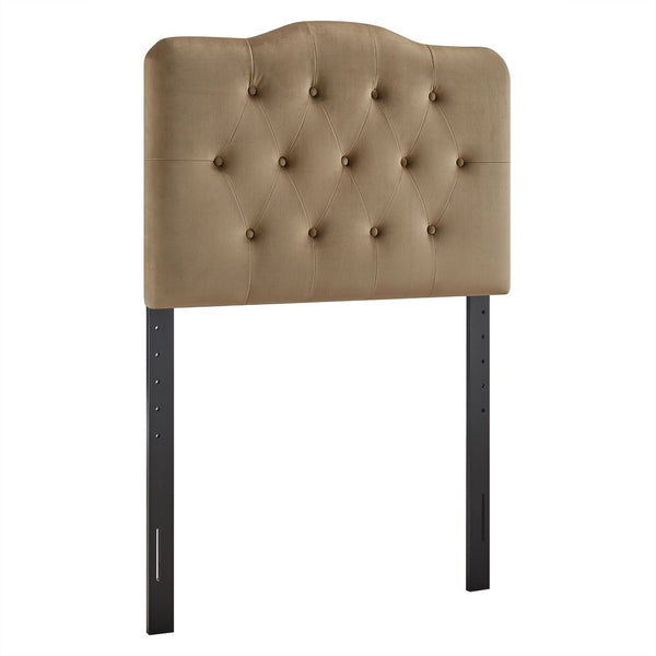 Modway Furniture Annabel Modway Button Tufted Velvet Twin Headboard with Curved Rail for Elegant Bedrooms Taupe MOD-7264-TAU