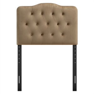 Modway Furniture Annabel Modway Button Tufted Velvet Twin Headboard with Curved Rail for Elegant Bedrooms Taupe MOD-7264-TAU
