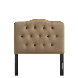 Modway Furniture Annabel Modway Button Tufted Velvet Twin Headboard with Curved Rail for Elegant Bedrooms Taupe MOD-7264-TAU