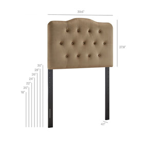 Modway Furniture Annabel Modway Button Tufted Velvet Twin Headboard with Curved Rail for Elegant Bedrooms Taupe MOD-7264-TAU