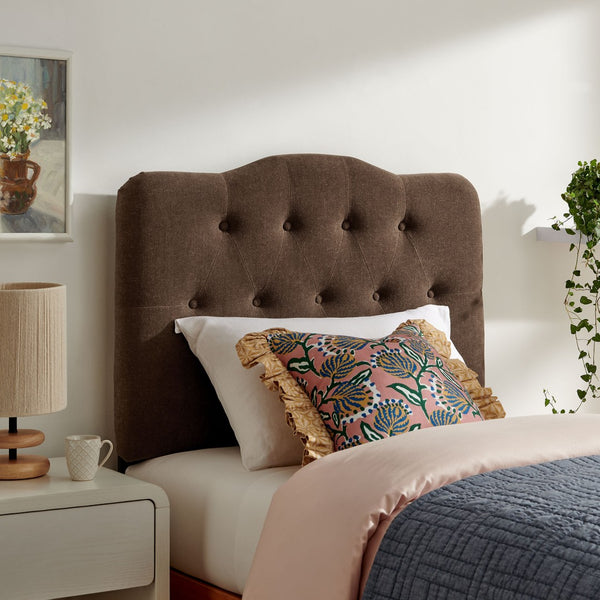 Modway Furniture Annabel Modway Tufted Upholstered Twin Headboard with Foam Padding for Guest Bedroom Cocoa MOD-7265-COA