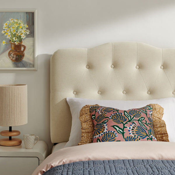 Modway Furniture Annabel Modway Tufted Upholstered Twin Headboard with Foam Padding for Guest Bedroom Linen MOD-7265-LIN