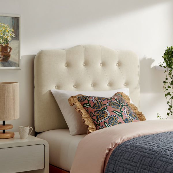 Modway Furniture Annabel Modway Tufted Upholstered Twin Headboard with Foam Padding for Guest Bedroom Linen MOD-7265-LIN