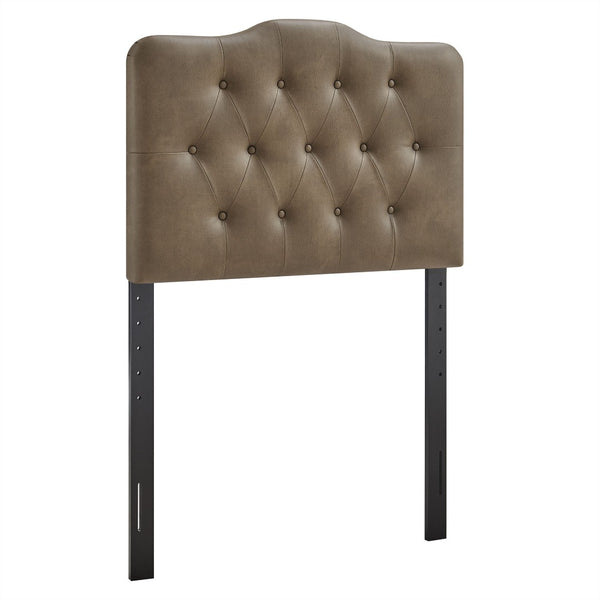 Modway Furniture Annabel Faux Leather Tufted Twin Headboard by Modway for Guest or Teen Bedroom Mushroom MOD-7266-MUS