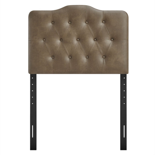 Modway Furniture Annabel Faux Leather Tufted Twin Headboard by Modway for Guest or Teen Bedroom Mushroom MOD-7266-MUS