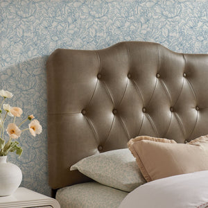 Modway Furniture Annabel Faux Leather Tufted Twin Headboard by Modway for Guest or Teen Bedroom Mushroom MOD-7266-MUS