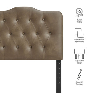 Modway Furniture Annabel Faux Leather Tufted Twin Headboard by Modway for Guest or Teen Bedroom Mushroom MOD-7266-MUS