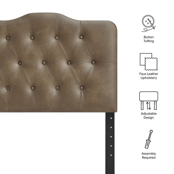 Modway Furniture Annabel Faux Leather Tufted Twin Headboard by Modway for Guest or Teen Bedroom Mushroom MOD-7266-MUS