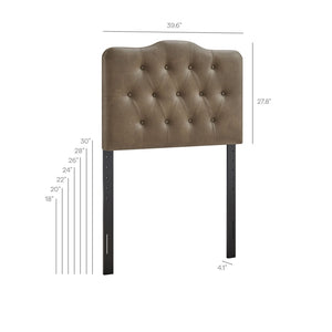 Modway Furniture Annabel Faux Leather Tufted Twin Headboard by Modway for Guest or Teen Bedroom Mushroom MOD-7266-MUS