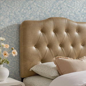 Modway Furniture Annabel Faux Leather Tufted Twin Headboard by Modway for Guest or Teen Bedroom Toast MOD-7266-TST