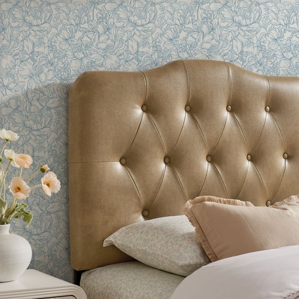 Modway Furniture Annabel Faux Leather Tufted Twin Headboard by Modway for Guest or Teen Bedroom Toast MOD-7266-TST