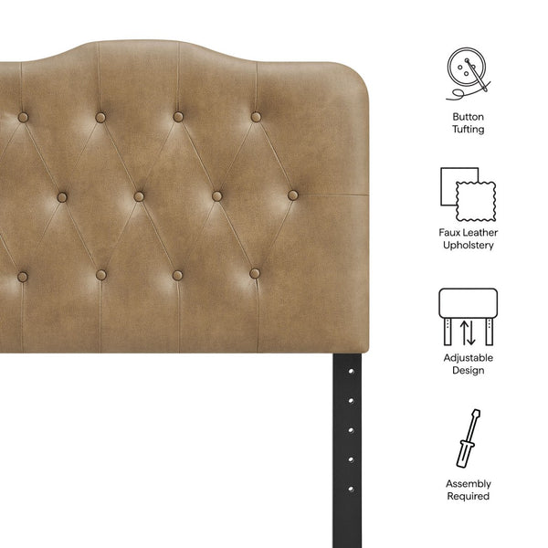 Modway Furniture Annabel Faux Leather Tufted Twin Headboard by Modway for Guest or Teen Bedroom Toast MOD-7266-TST