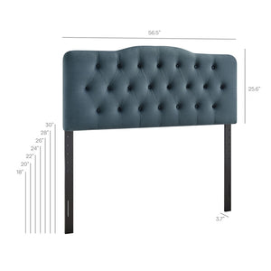 Modway Furniture Annabel Tufted Velvet Upholstered Headboard Curved Full Size Foam Padded Bedroom Accent Cadet Blue MOD-7267-CAB