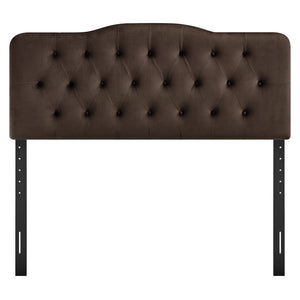 Modway Furniture Annabel Tufted Velvet Upholstered Headboard Curved Full Size Foam Padded Bedroom Accent Chocolate Brown MOD-7267-CHB