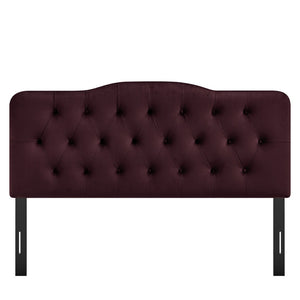 Modway Furniture Annabel Tufted Velvet Upholstered Headboard Curved Full Size Foam Padded Bedroom Accent Mulberry MOD-7267-MUL