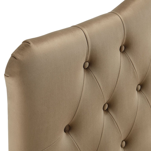 Modway Furniture Annabel Tufted Velvet Upholstered Headboard Curved Full Size Foam Padded Bedroom Accent Taupe MOD-7267-TAU