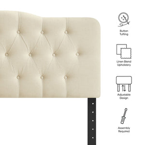 Modway Furniture Annabel Modway Tufted Upholstered Full Headboard with Curved Diamond Button Design Linen MOD-7268-LIN
