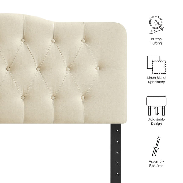 Modway Furniture Annabel Modway Tufted Upholstered Full Headboard with Curved Diamond Button Design Linen MOD-7268-LIN