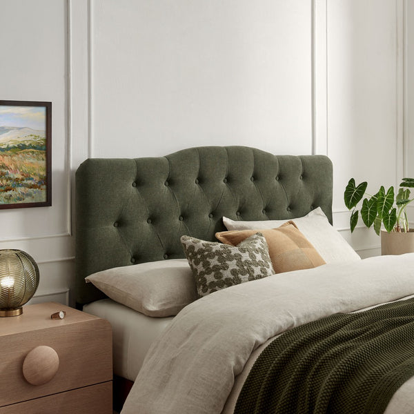 Modway Furniture Annabel Modway Tufted Upholstered Full Headboard with Curved Diamond Button Design Sage MOD-7268-SGE